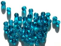 50 6mm Dark Aqua Crackle Glass Beads